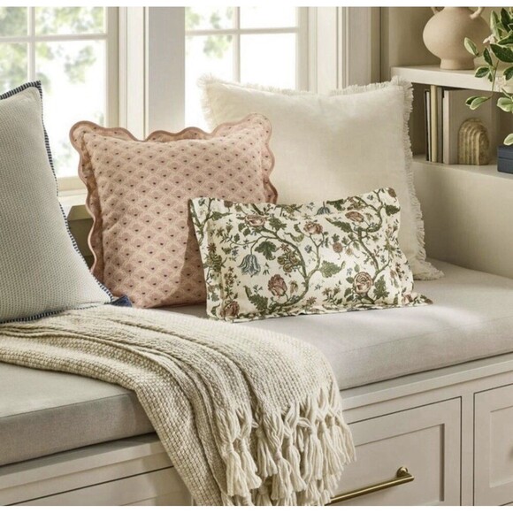 50” x 60” Mixed Yarn Woven Throw Blanket with Crossed Tassels – Threshold NEW - Picture 2 of 4